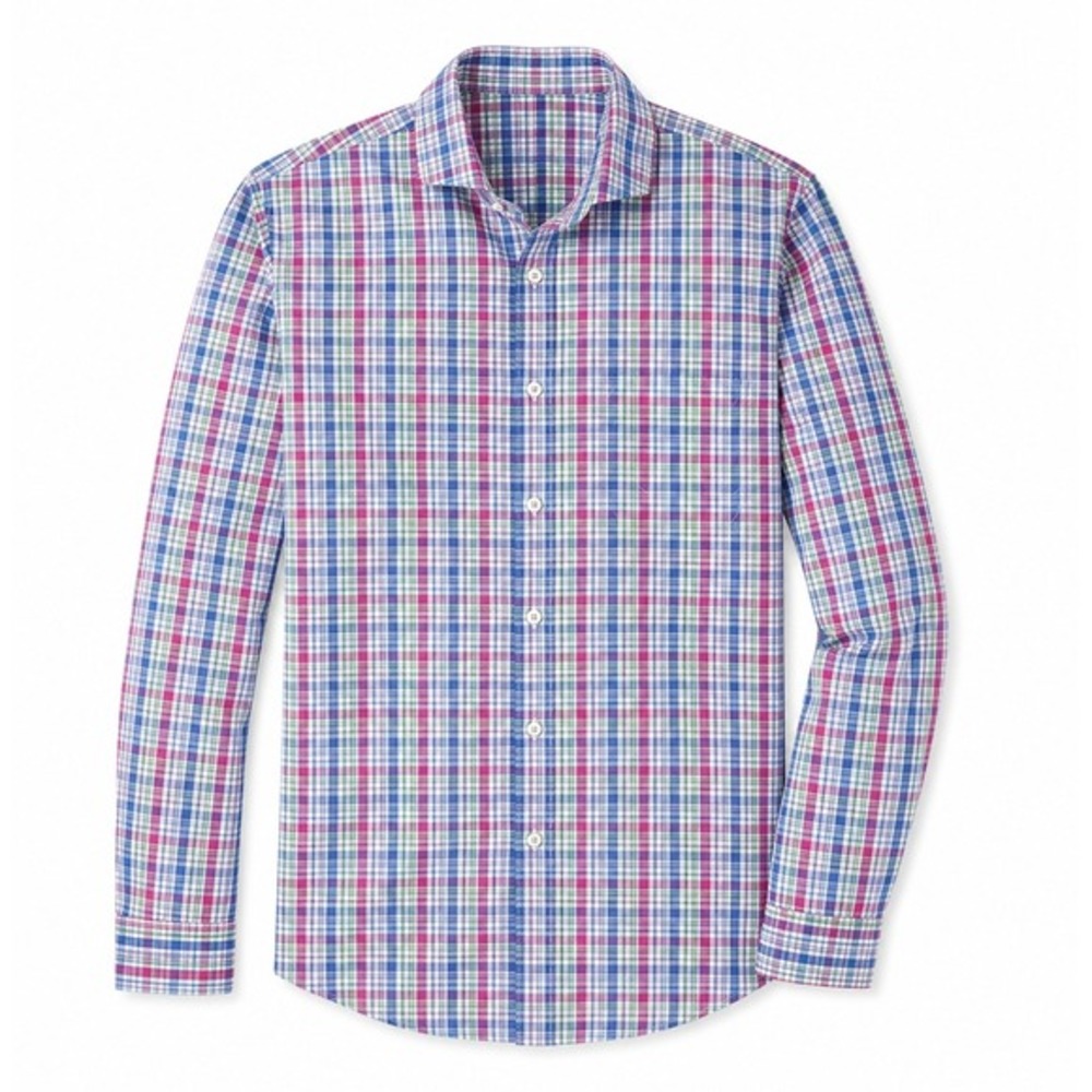 Peter Millar Mens Plaid Button Down Shirt‎ Blue Pink Purple Cotton Medium
